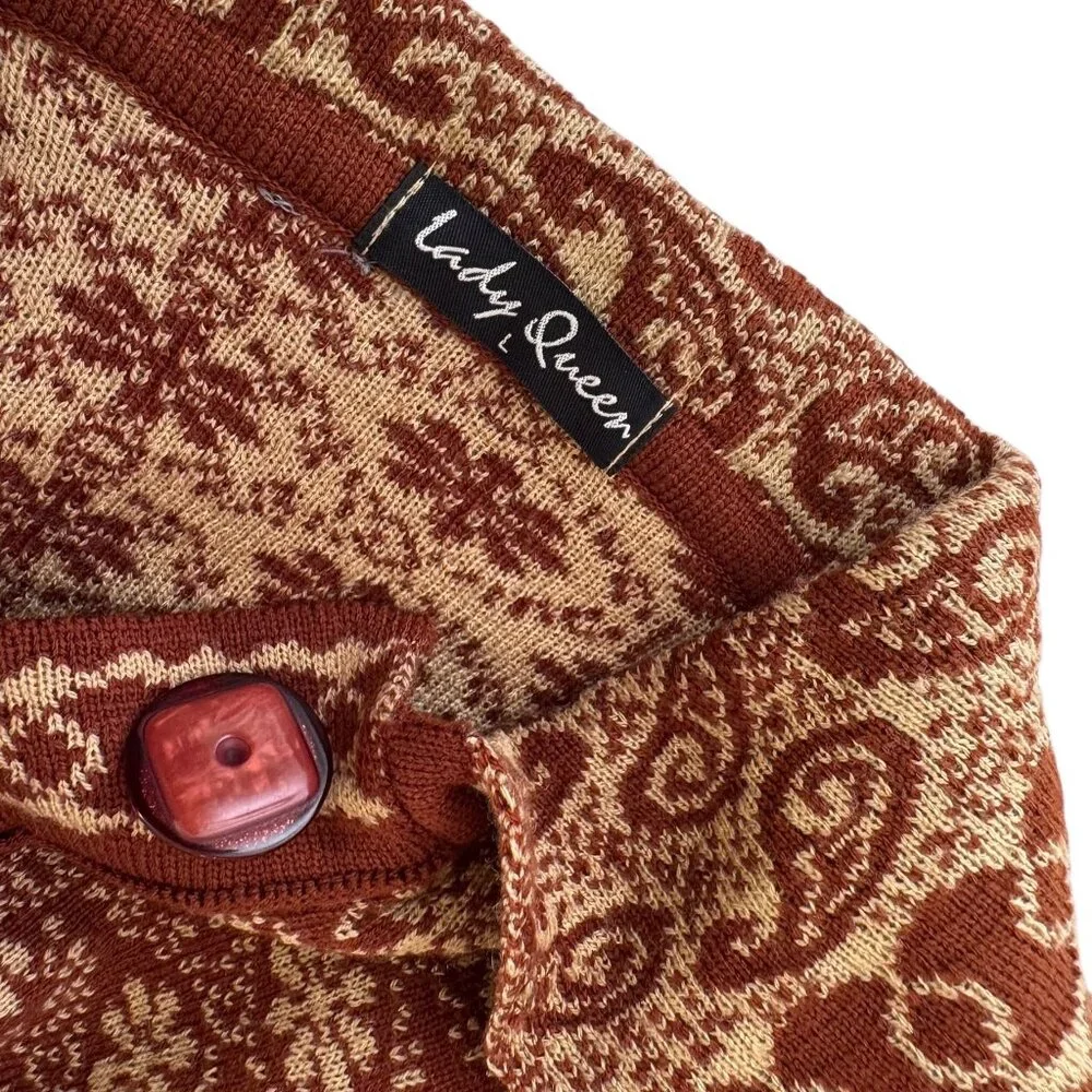 Vintage 90s Lady Queen Knit Cardigan Jacket - Picture 2 of 6